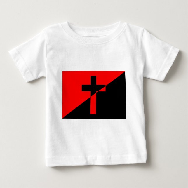 Camiseta Para Bebê Bandeira Cristã Anarquista Anarquista do Cristiani (Frente)