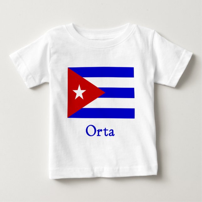 Camiseta Para Bebê Bandeira Cubana Orta (Frente)