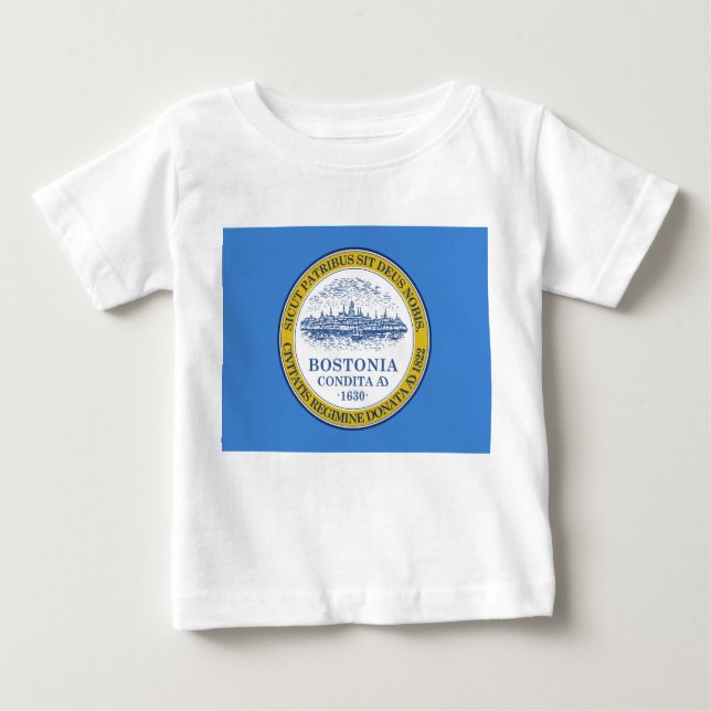 Camiseta Para Bebê Bandeira da Cidade de Boston (Massachusetts) (Frente)
