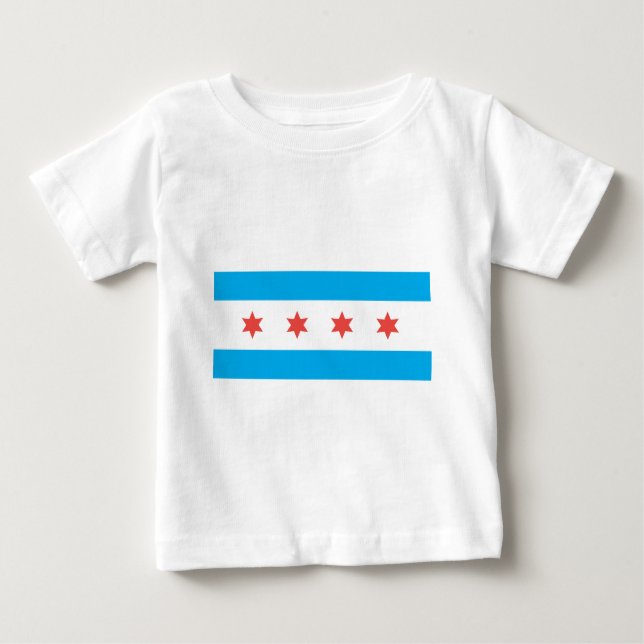 Camiseta Para Bebê Bandeira da cidade de Chicago (Frente)