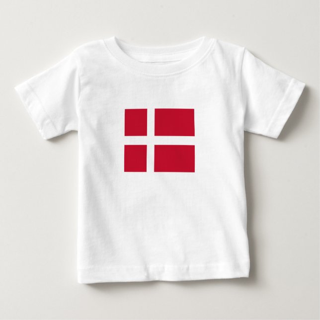 Camiseta Para Bebê Bandeira da Dinamarca (Frente)