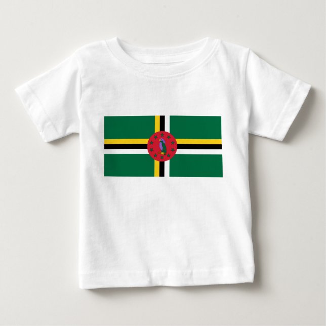 Camiseta Para Bebê Bandeira da Domínica (Frente)