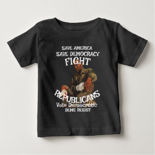 Camiseta Para Bebê Bandeira da eleição DEMS 2026 2028 EUA América
