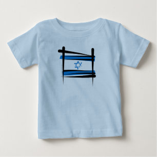 Camiseta Para Bebê Bandeira da escova de Israel