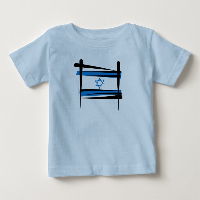 Camiseta Para Bebê Bandeira da escova de Israel (Frente)