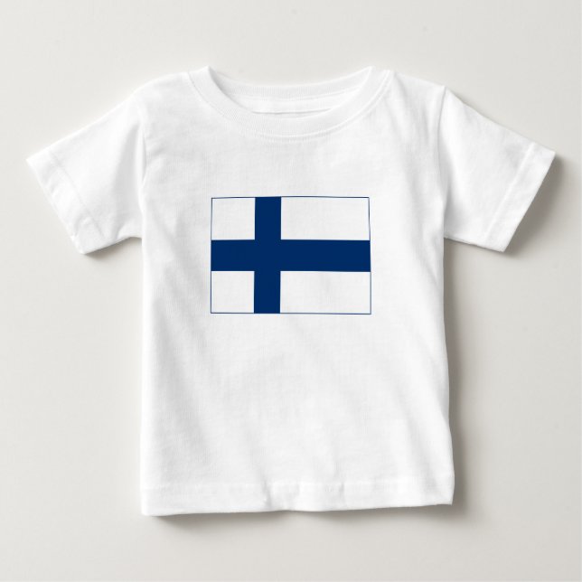 Camiseta Para Bebê Bandeira da Finlândia (Frente)