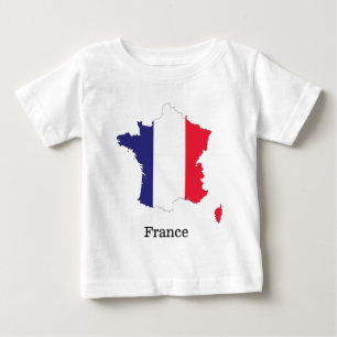 Camiseta Para Bebê Bandeira da França no Map Souvenir Design
