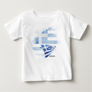 Camiseta Para Bebê bandeira da Grécia