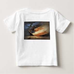 Camiseta Para Bebê Bandeira da guerra civil rebelde em chamas da band