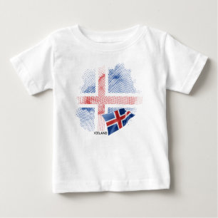 Camiseta Para Bebê bandeira da Islândia