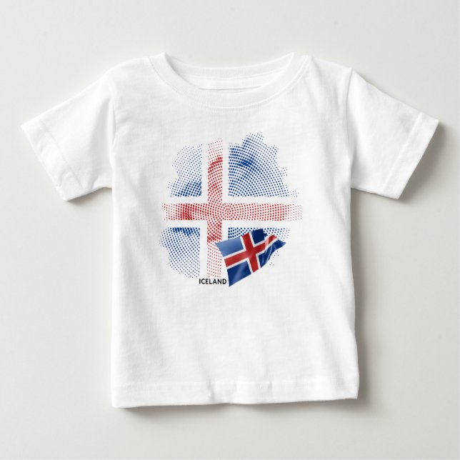 Camiseta Para Bebê bandeira da Islândia (Frente)