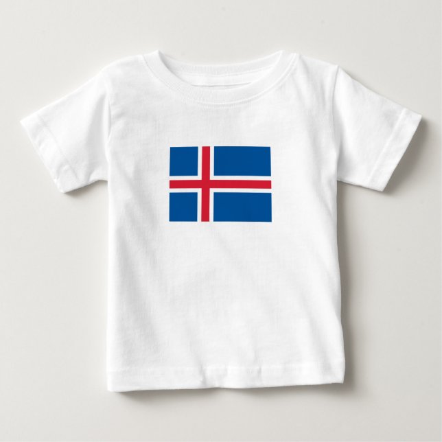 Camiseta Para Bebê Bandeira da Islândia (Frente)