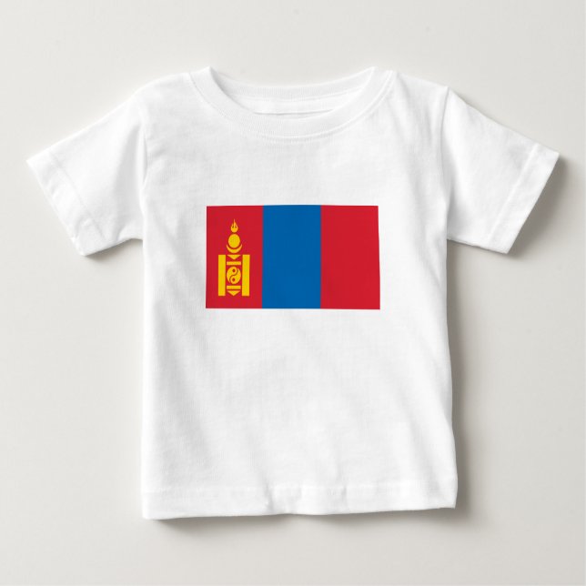 Camiseta Para Bebê Bandeira da Mongólia (Frente)