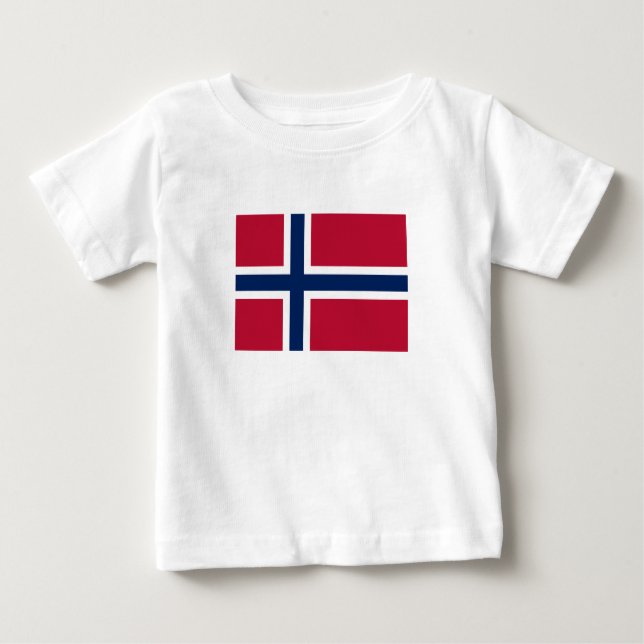 Camiseta Para Bebê Bandeira da Noruega (Frente)