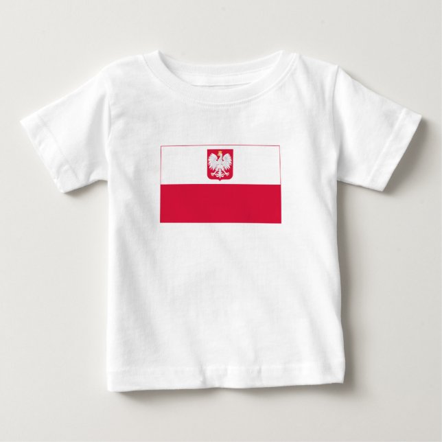Camiseta Para Bebê Bandeira da Polônia (Frente)