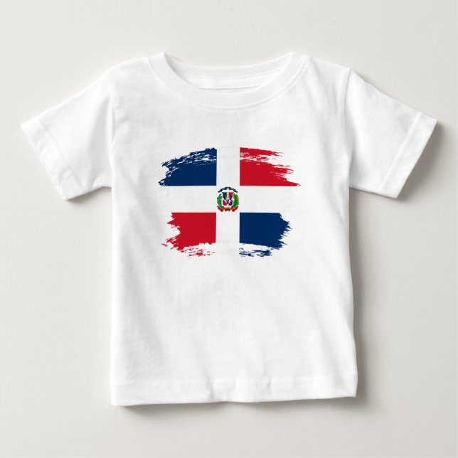 Camiseta Para Bebê Bandeira da República Dominicana (Frente)