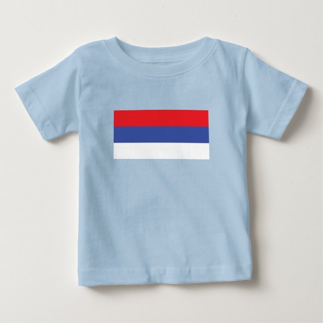 Camiseta Para Bebê Bandeira da República Sérvia (Frente)