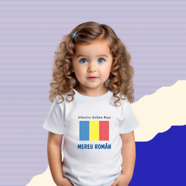 Camiseta Para Bebê Bandeira da Romênia (Criador carregado)
