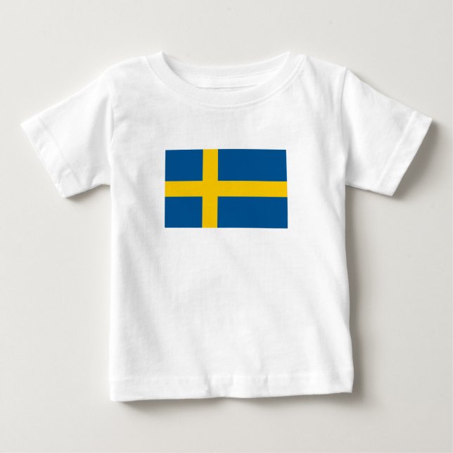 Camiseta Para Bebê Bandeira da Suécia (Frente)