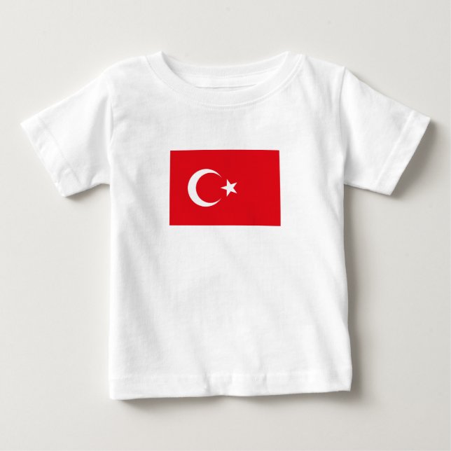 Camiseta Para Bebê Bandeira da Turquia (Frente)