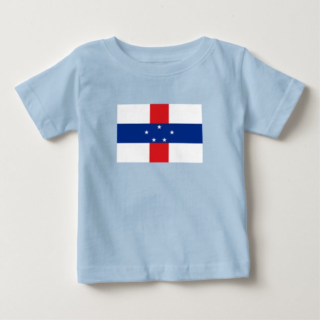 Camiseta Para Bebê Bandeira das Antilhas Holandesas (Frente)