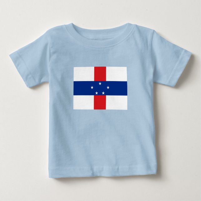 Camiseta Para Bebê Bandeira das Antilhas Neerlandesas (Frente)