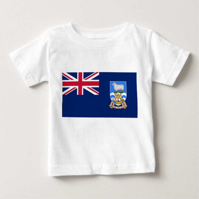 Camiseta Para Bebê Bandeira das Ilhas Falkland (Território Britânico) (Frente)