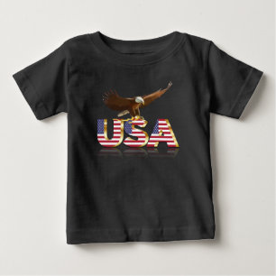 Camiseta Para Bebê bandeira de águia americana