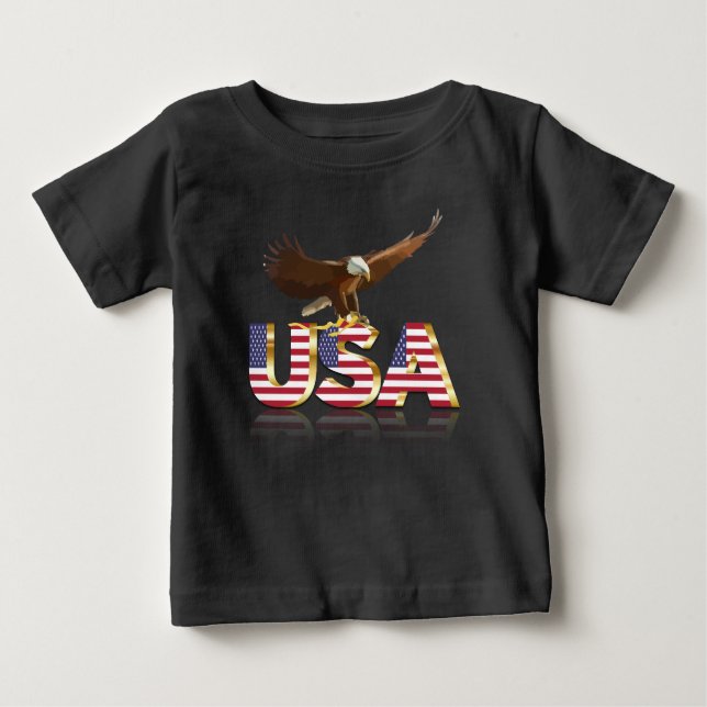 Camiseta Para Bebê bandeira de águia americana (Frente)