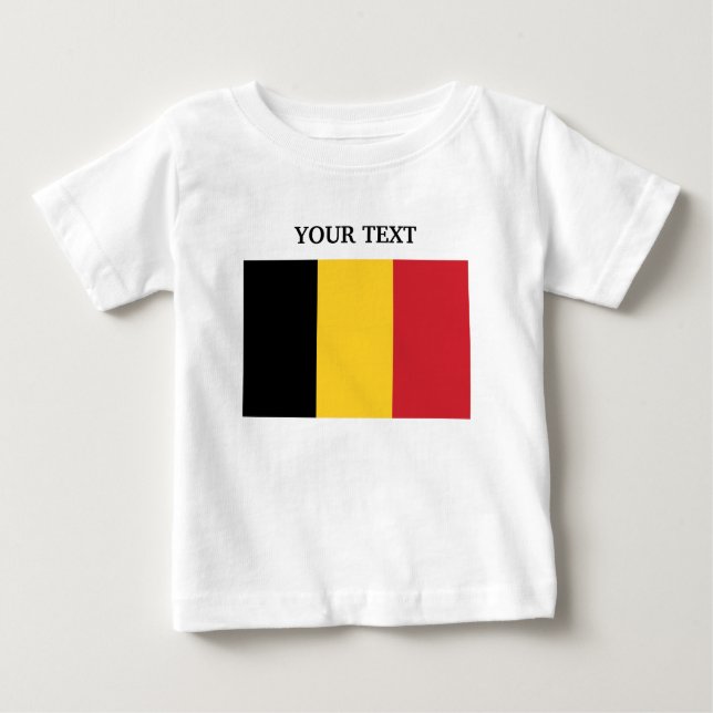 Camiseta Para Bebê Bandeira de Bélgica (Frente)
