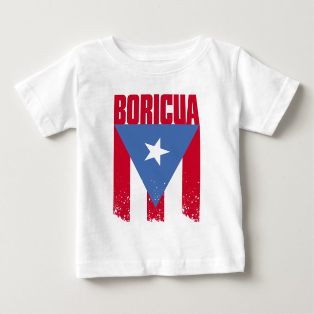 Camiseta Para Bebê Bandeira de Boricua (Frente)