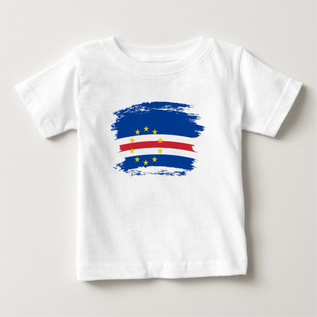 Camiseta Para Bebê Bandeira de Cabo Verde (Frente)