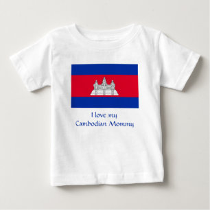 Camiseta Para Bebê Bandeira de Cambodia