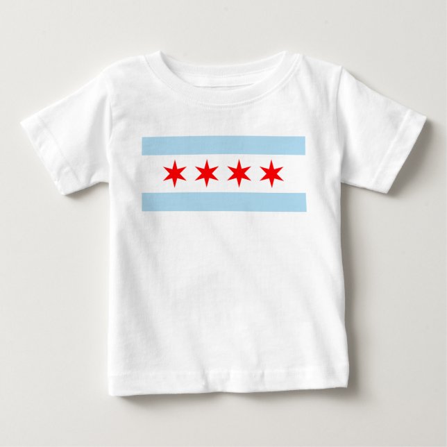Camiseta Para Bebê Bandeira de Chicago (Frente)