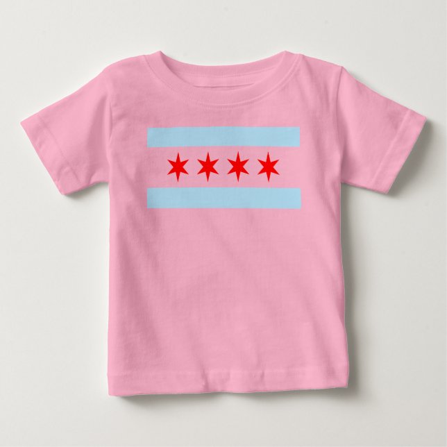 Camiseta Para Bebê Bandeira de Chicago (Frente)