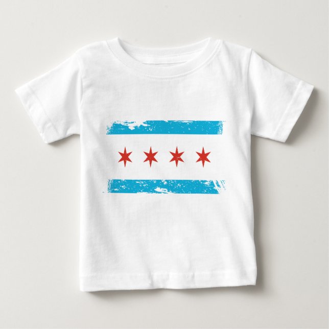 Camiseta Para Bebê Bandeira de Chicago do Grunge (Frente)