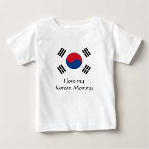 Camiseta Para Bebê Bandeira de Coreia do Sul