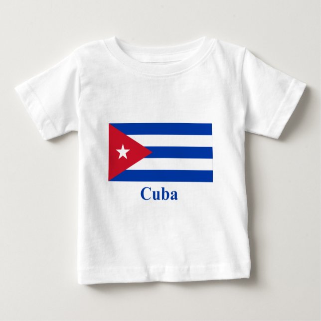Camiseta Para Bebê Bandeira de Cuba com nome (Frente)
