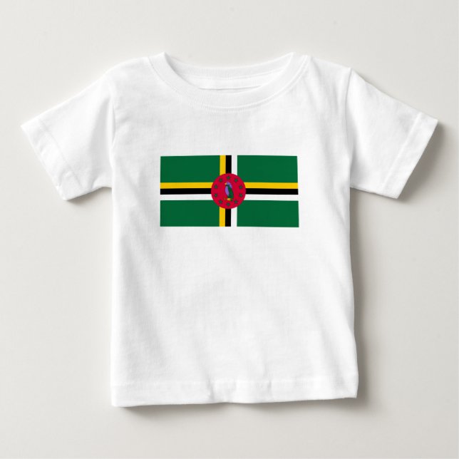 Camiseta Para Bebê Bandeira de Dominica (Frente)