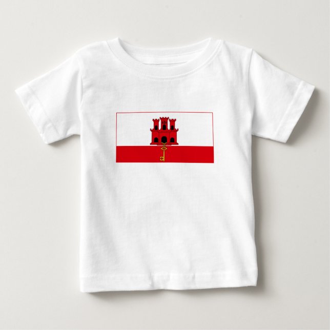 Camiseta Para Bebê Bandeira de Gibraltar (Frente)