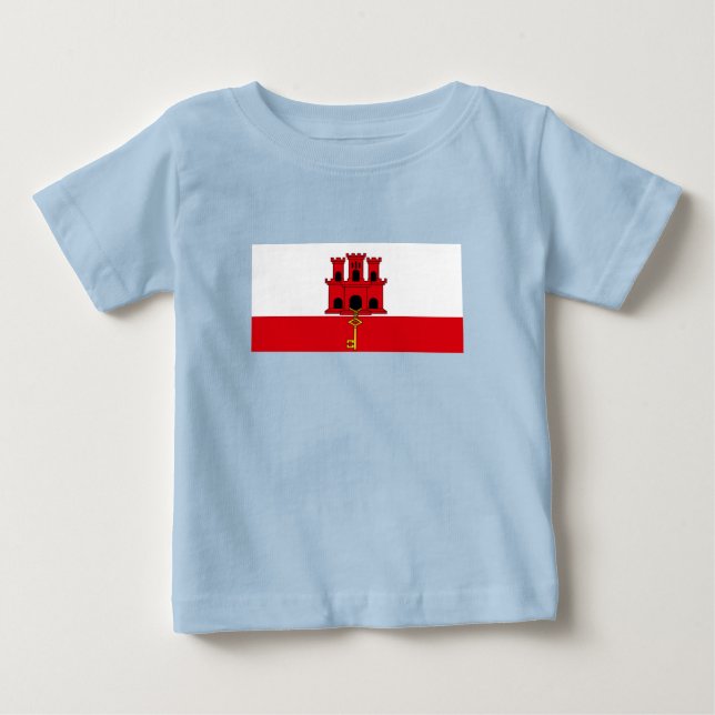 Camiseta Para Bebê Bandeira de Gibraltar (Frente)