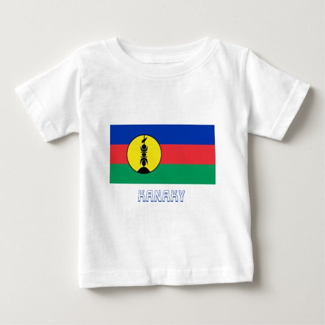Camiseta Para Bebê Bandeira de Kanaky com nome (Frente)