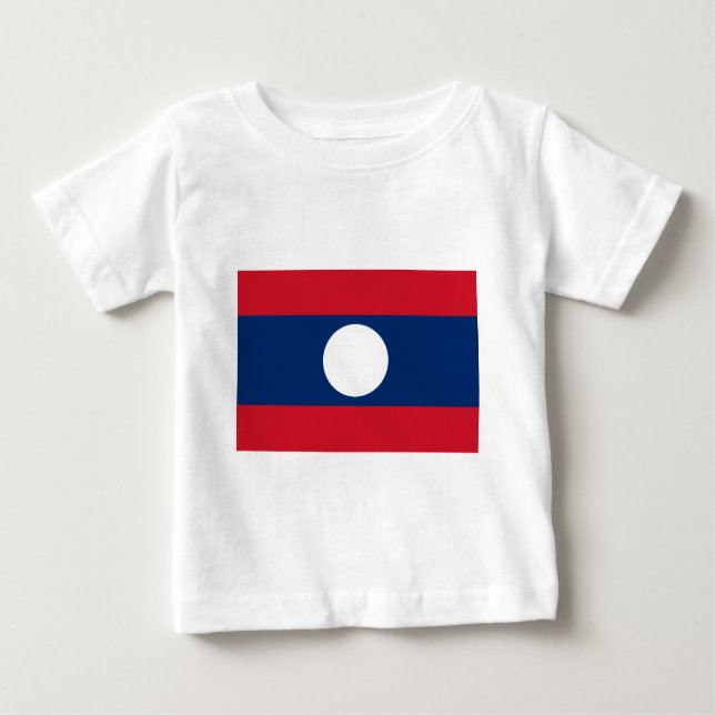 Camiseta Para Bebê Bandeira de Laos - bandeira Laotian - ທຸງຊາດລາວ (Frente)