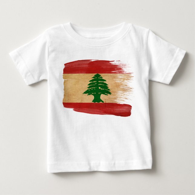 Camiseta Para Bebê Bandeira de Líbano (Frente)