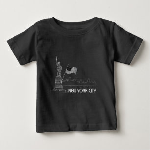 Camiseta Para Bebê Bandeira de New York - EUA da estátua da liberdad