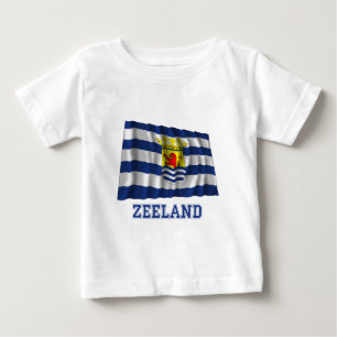 Camiseta Para Bebê Bandeira de ondulação de Zeeland com nome