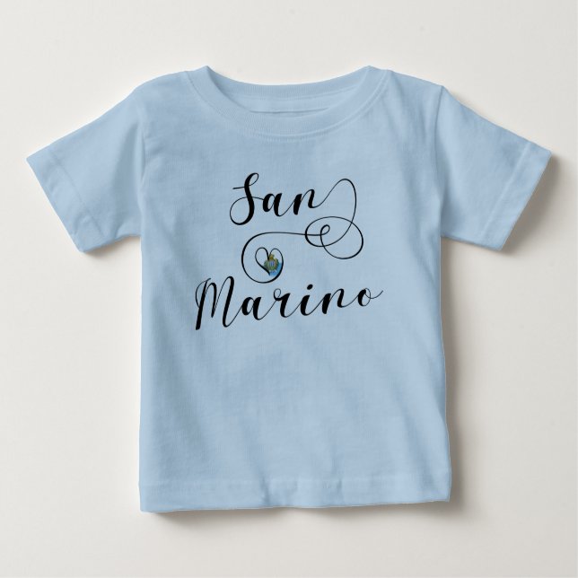 Camiseta Para Bebê Bandeira De São Marino No Coração (Frente)