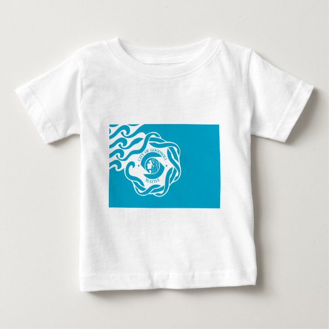 Camiseta Para Bebê Bandeira de Seattle (Frente)
