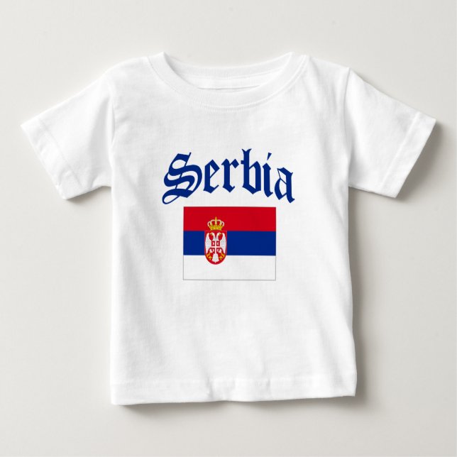 Camiseta Para Bebê Bandeira de Serbia (Frente)