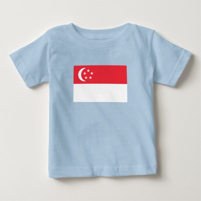 Camiseta Para Bebê Bandeira de Singapura (Frente)